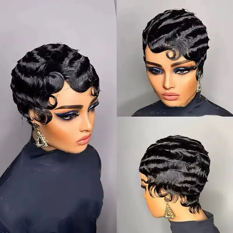 Human Hair Glueless Short Pixie Cut Wigs Glueless Full Machine - Stylish and Convenient Hair Solution