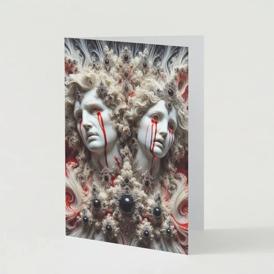 Royal Marble Couple Crying Blood Horror Valentine's Day Card Set of 5 - Unique Design for a Special Occasion valentine day romantic gift