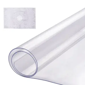 VEVOR Plastic Table Cover, 16x 32 Inch 1.5 mm Thick Clear Table Protector, Rectangle PVC Desk Mat, Waterproof Easy Cleaning Desk Pad Tablecloth, for Office Dresser Dining Room Table Night Stand