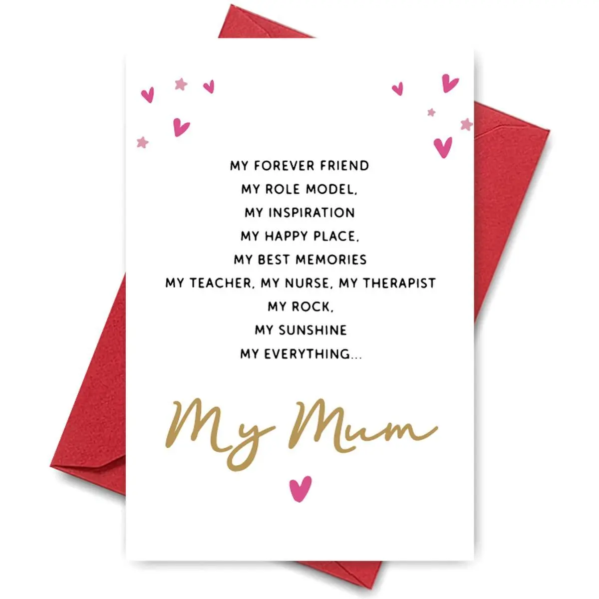 Heartwarming Mother's Day Card for Mum, Sweet Message Design Greeting Card with Envelope, Perfect for Mom's Love & Appreciation