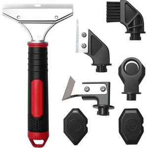 Caulking Tool,6 in 1 Caulk Remover Tool with Grout Scraper,Brush,Caulking Tool Kit for Kitchen,Bathroom,Window,Door