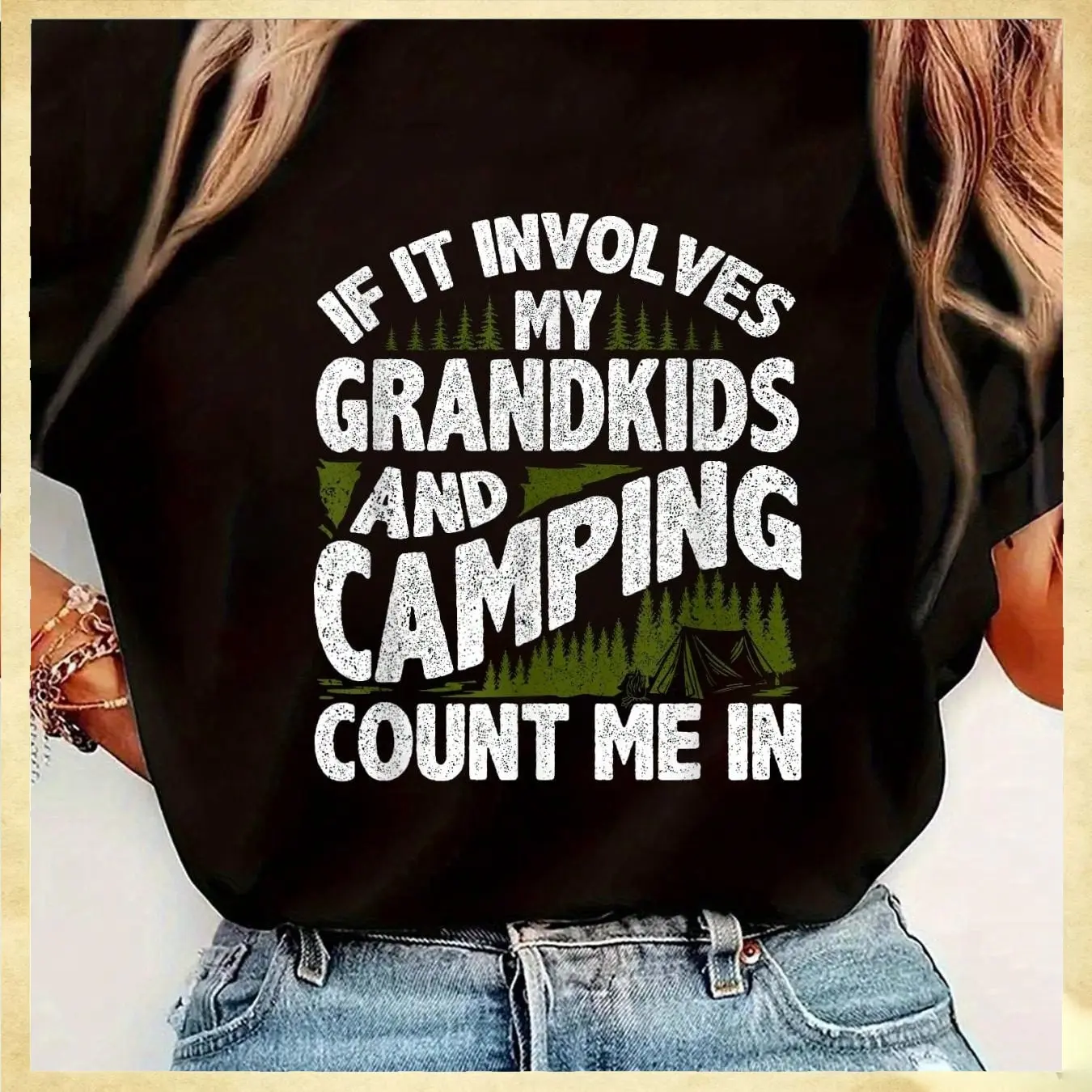 Camping Shirt Grandpa Camper RV Camping Vacation Grandma T-Shirt Womens Round Neck Short Sleeve T-Shirt Fashion Graphic