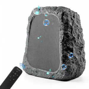 Summerwins BlitzRock 2026 Outdoor Wireless Rock Speakers 30W(60W Paired) Hi-Fi Audio, Remote Control, Waterproof Solar-Powered, Multi-Sync up to 100Pcs for Patio Garden Backyard Pool Party, Natural Granite Appearance, Aesthetic, Easy to Install