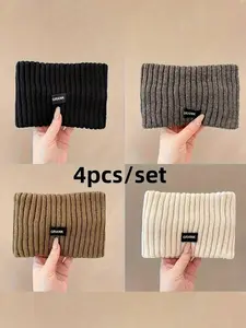 4pcs Women's Soft Elastic Headbands - Winter Warm Ear Flaps, Comfortable Fit Solid Color Headwear, Fashionable Comfort for Daily & Formal Occasions Universal Headband