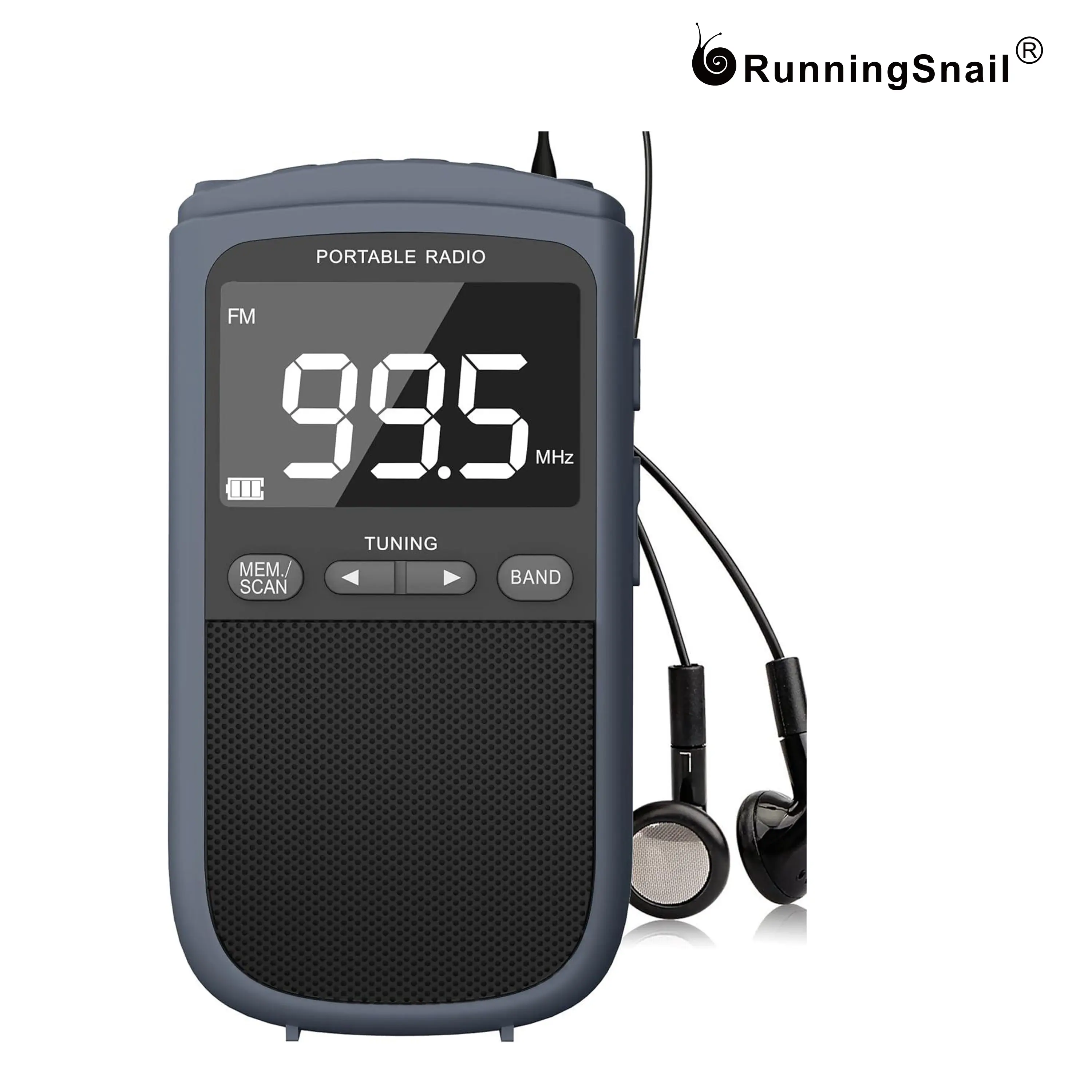 AM/FM NOAA Portable Weather Radio with 900mAh Rechargeable Battery, LCD Display, Earphone Jack & Digital Clock for Elderly Home Use & Gift for Parents
