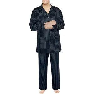 Alexander Men’s Striped Linen Pajama Set – Luxury Linen Sleepwear with Contrast Piping - Made in Europe