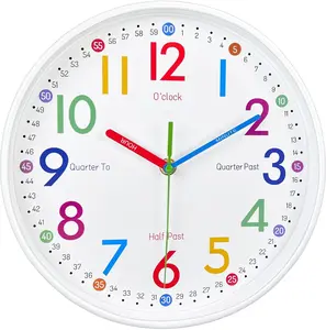 Learning Clock for Kids - Telling Time Easily, Non-Ticking, Battery Operated, Silent, Colorful Teaching Time Clock - Decorative for Kids Room, Classroom, School Playroom (8 Inch)