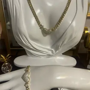 14k Xuping Set Alta Calidad Gold Chain Necklace & Bracelet Set for Women Elegant Jewelry Gift