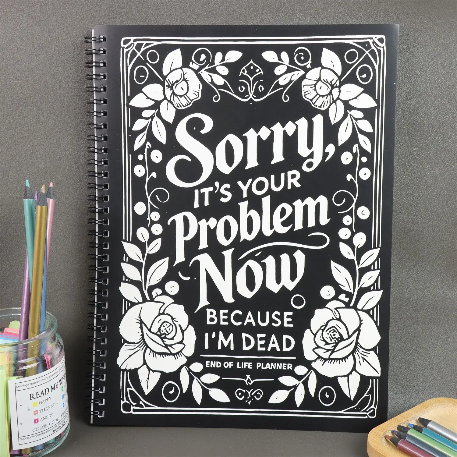 Adult Lifetime Planning Handbook, Humorous Design, Will Preparation, Last Wishes, Memo Book, Spiral Bound, Non-Disposable Article