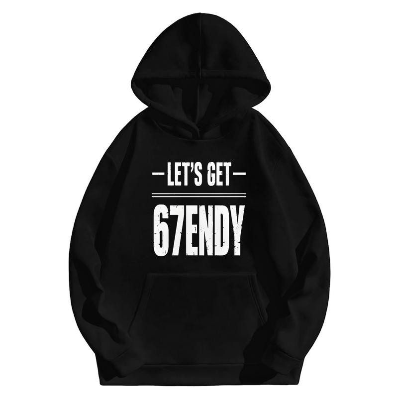 Hoodie Black Let's Get 67ENDY Print Casual Streetwear Sweatshirt for ...