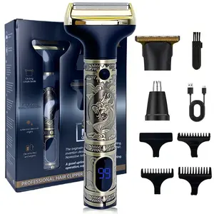 Professional Men's Electric Shaver with LED Display, USB Charging, Trimmer Set, Hair & Beard Trimming, New Condition