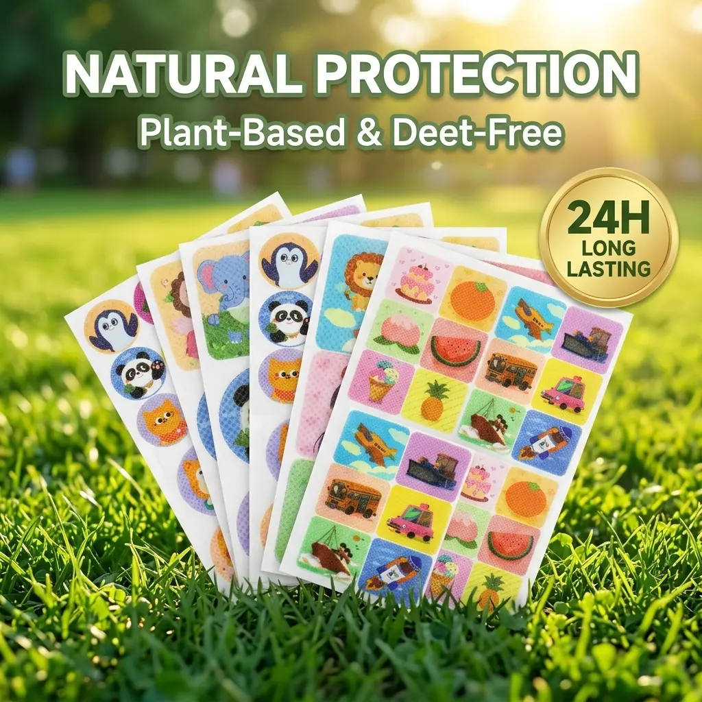 Kids' Natural Mosquito Repellent Self Adhesive Stickers - 108/288pcs Cute Animal Bug Patches, Portable Protection Decals for Children's Clothes/Backpacks, Summer Camping Holiday Essentials (Toys & Hobbies DIY Scrapbooking Stamping)