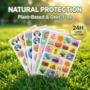 Petit Bits Animal Design Insect Repellent Self Adhesive Stickers, 108/288pcs Cute Kids' Stick-On Patches, Outdoor Accessory for Clothes Backpacks Chairs, Portable Camping Travel Essential