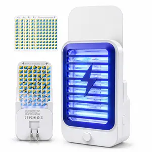 2-in-1 Plug-in Insect Trap: Electric Zapper & Sticky Pad, Silent UV Bug Catcher for Indoor Home Bedroom outdoorfun Mosquito Trap Lamp Mosquito Killer