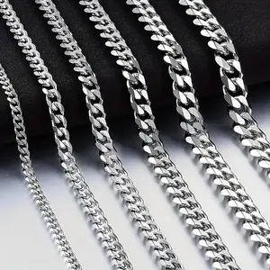 Cuban Chain for Men 3mm/5mm/7mm Stainless Steel Men's Hip Hop Link Chains Necklace 18-24 Inch