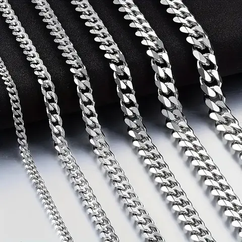 Cuban Chain for Men 3mm/5mm/7mm Stainless Steel Men's Hip Hop Link Chains Necklace 18-24 Inch