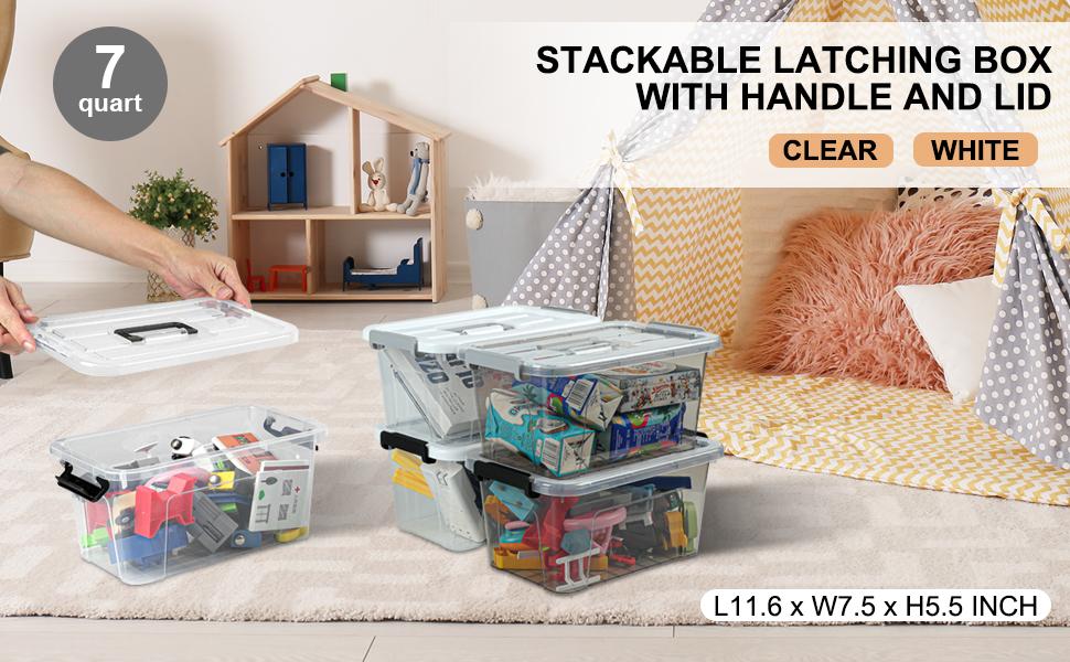Plastic Storage Bins with Lids 6 Pack Storage Organizer, 7 Quart Stackable Storage Bins with Buckle-Up Latches and Handle Storage totes easy for Home Office Pantry Organization, Clear Lids Plastic Storage Bins with Lids 6 Pack Storage Organizer, 7 Quart Stackable Storage Bins with Buckle-Up Latches and Handle Storage totes easy for Home Office Pantry Organization, Clear Lids