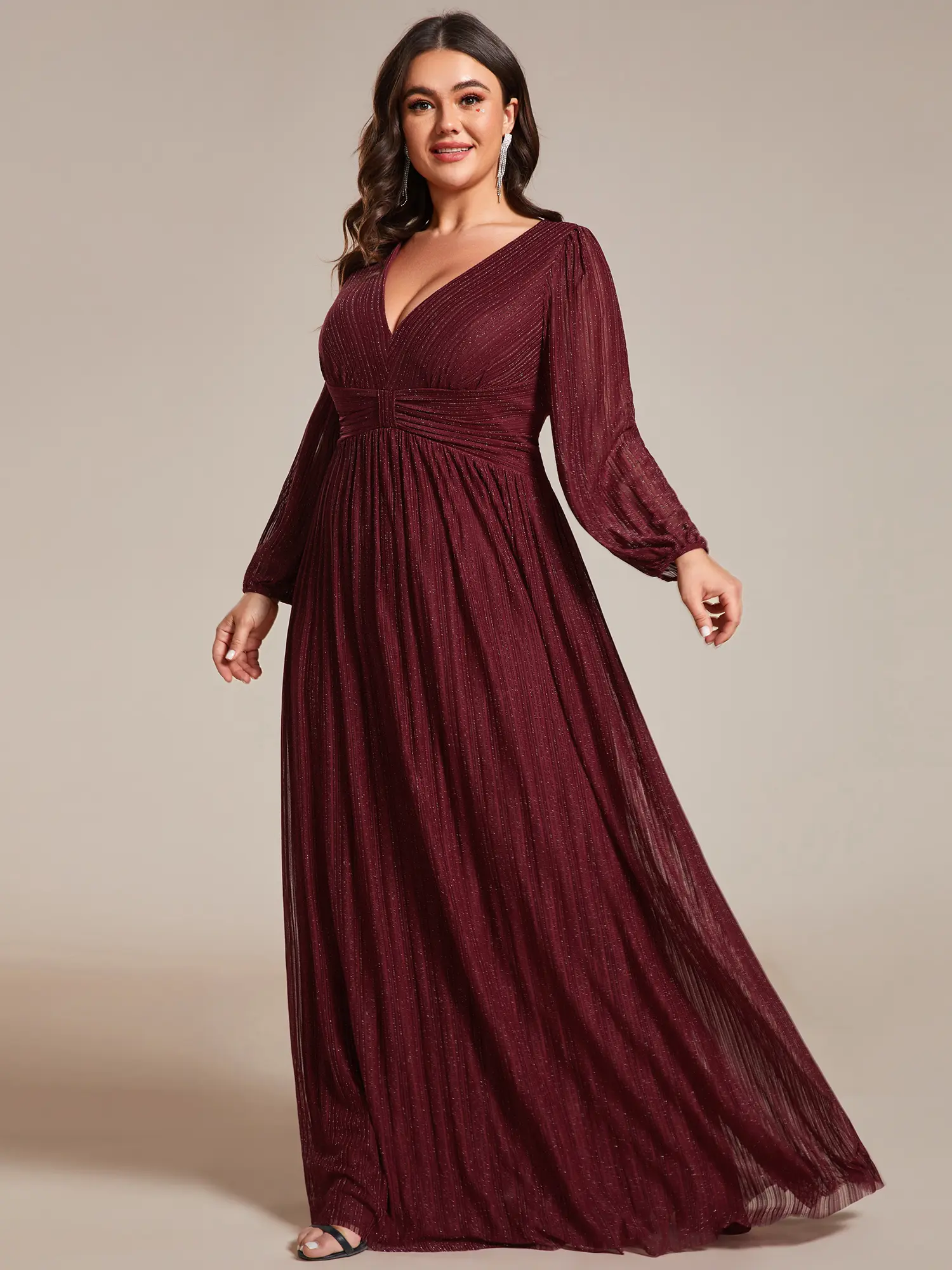 chinese dress ladies Ruched Empire-Waist Maxi Dress – Dressbarn main image 0