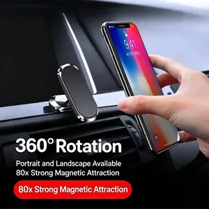 Car magnetic phone holder, compatible with mobile phones and tablets, universal suction cup navigation bracket, 360° rotatable and adjustable, car interior accessory