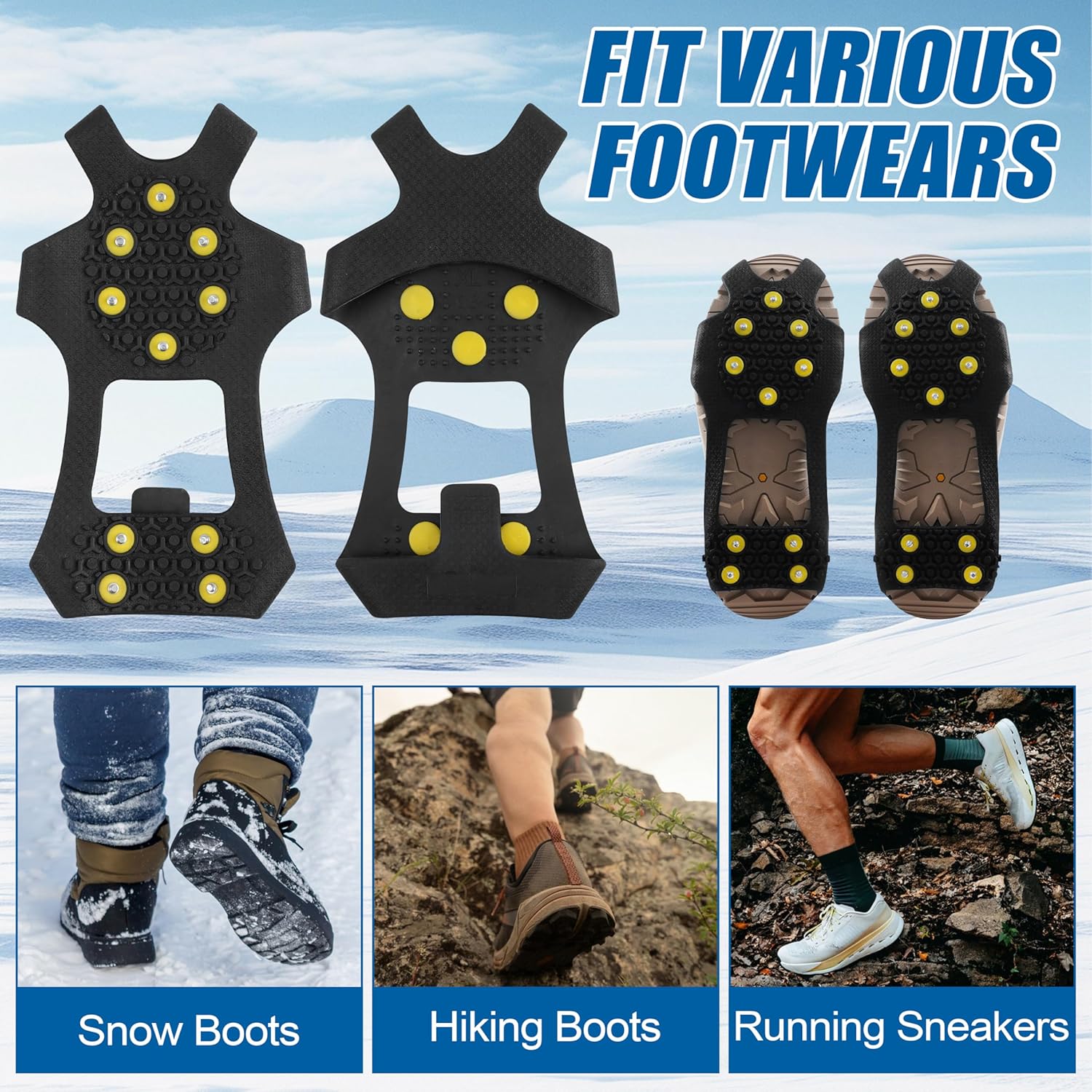 Tankye Ice Crampons Anti-Slip Shoe Covers - Lightweight 10-Tooth Spiked Sole Gadget with Chain Laces, for Winter Hiking, Snowy Terrain Ice Grip Tankye Ice Crampons Anti-Slip Shoe Covers - Lightweight 10-Tooth Spiked Sole Gadget with Chain Laces, for Winter Hiking, Snowy Terrain Ice Grip