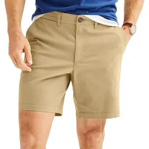 Men's Cotton 5/7 Inseam Shorts Casual Classic Fit Elastic Waistband Summer Twill Chino Golf Dress Short