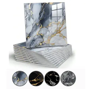 12pcs Luxury Imitation Marble Wall Stickers, Thick Self-adhesive for Bathroom & Kitchen, Waterproof Easy-remove Design, Marble Backsplash Wallpaper, Wall Panels, Decorative, Living Room