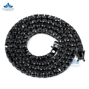 925 Sterling Silver, Black Moissanite Tennis Bracelet-Plated