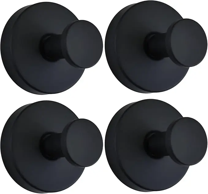 Matte Black Stainless Steel Suction Cup Hooks (2-Pack, 4-Pack Option) - Secure, Easy to Install and Remove No-Drill Hangers for Bathroom Tile, Kitchen Wall, Hanging Robes