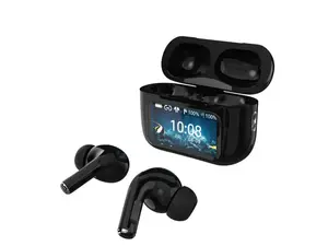 Supersonic IQ Sound IQ-341 ANC & ENC Bluetooth Earphone with Touchscreen Display Charging Case, True Wireless Earbuds, Stereo Sound, Dual Mic, Voice Assistant, In-Ear Detection, USB-C Charging (Black)