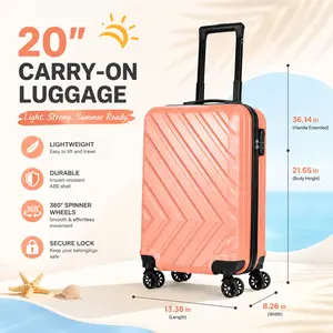 20-Inch ABS Hard-Shelled Checked Luggage, High-Capacity Protective Scratch-Resistant Fashion Suitcase with 4 Spinner Wheels, Combination Lock, Multi-Color Mother’s Day Gift Idea, Abs Checked Luggage
