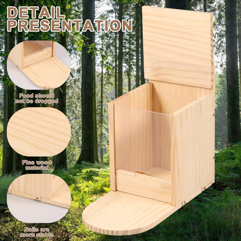 Squirrel Feeder Wood Squirrel Feeder House Cute Chipmunk Feeder Compact Wood Squirrel House Outdoor Squirrel Feeder Stand Easy Filling Squirrel Feeding Station for Yard Porch