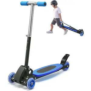 3 Wheel Scooters for Kids 2-5 Years, 4 Adjustable Heights Foldable Metal Toddler Scooter for Boys Girls Up to 120 lbs, Lean-to-Steer, Dual Rear Brake Widen Anti-Slip Deck
