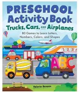 Preschool Activity Book Trucks, Cars, and Airplanes: 80 Games to Learn Letters, Numbers, Colors, and Shapes (School Skills Activity Books) Paperback – April 6, 2021