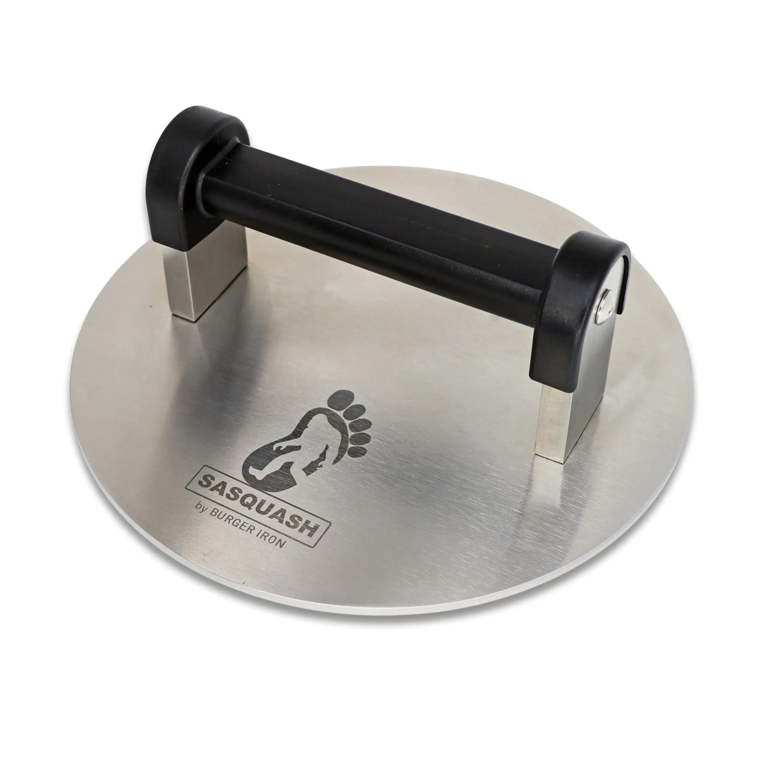 Sasquash 'Bigfoot' Burger Smasher - Professional Grade Burger Press - Monster 8" Wide 3+ Pound Welded Stainless Steel Smashed Burger Grill Tool, Blackstone Griddle Steak Weight and Flat Top Press
