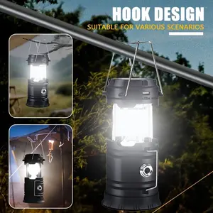4PCS Solar Camping Light Set: Foldable LED Solar USB-Rechargeable Light, IPX4 Waterproof High Lumen Flashlight and Emergency Hanging Light—Ideal for Camping, Hurricanes, Power Outages, Emergency Supplies, Storm Survival Kits, and Indoor/Outdoor Use