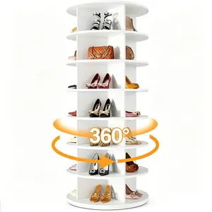 7-Tier Rotating Shoe Rack Organizer - Lazy Susan Display Tower, 360-Degree Vertical Storage Holder for Shoes, Bags