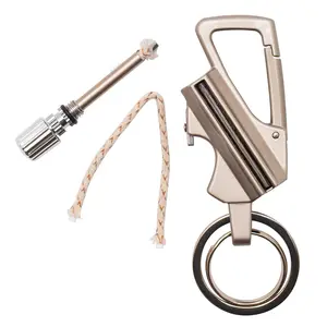 (Fuel Not included) 3-in-1 Multifunctional Keychain ,Bottle Opener, Waterproof Lighter, Refillable Lighter for Hiking Camping multiple key