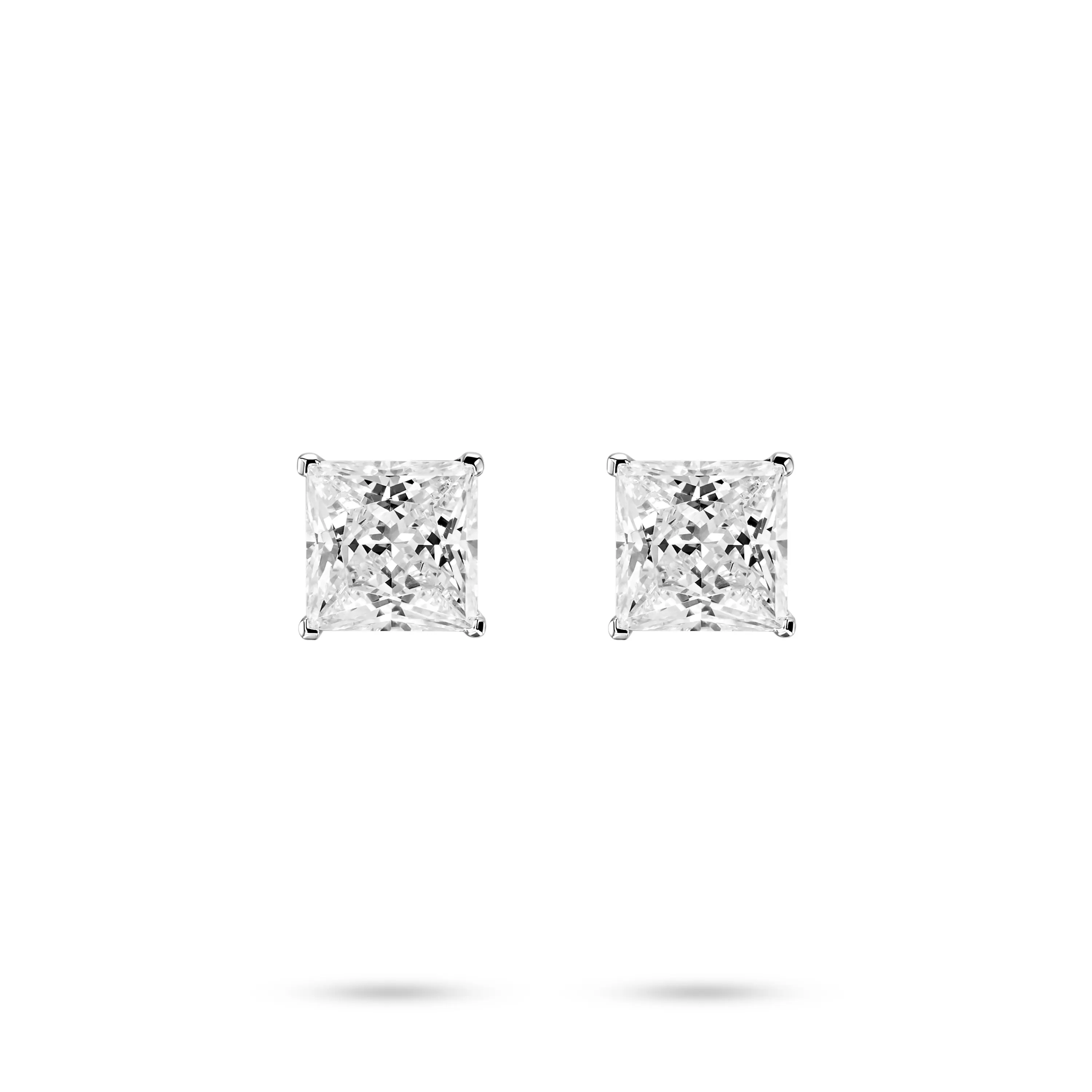 VAMERAY #3303 6.5 Carat In Each Princess Cut Solitaire Stud Earrings