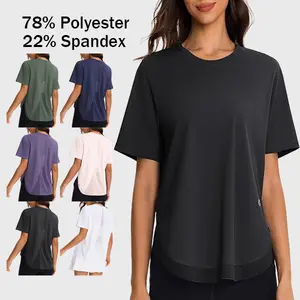 AARYA Women's 852 Plain Polyester Blend Cooling Workout Tee, Short Sleeve Loose Fitting Activewear, Quick Dry Moisture Wicking Mesh Back Tee with Quick Dry Mesh, Standard Sizes for Yoga, Running - Womenswear