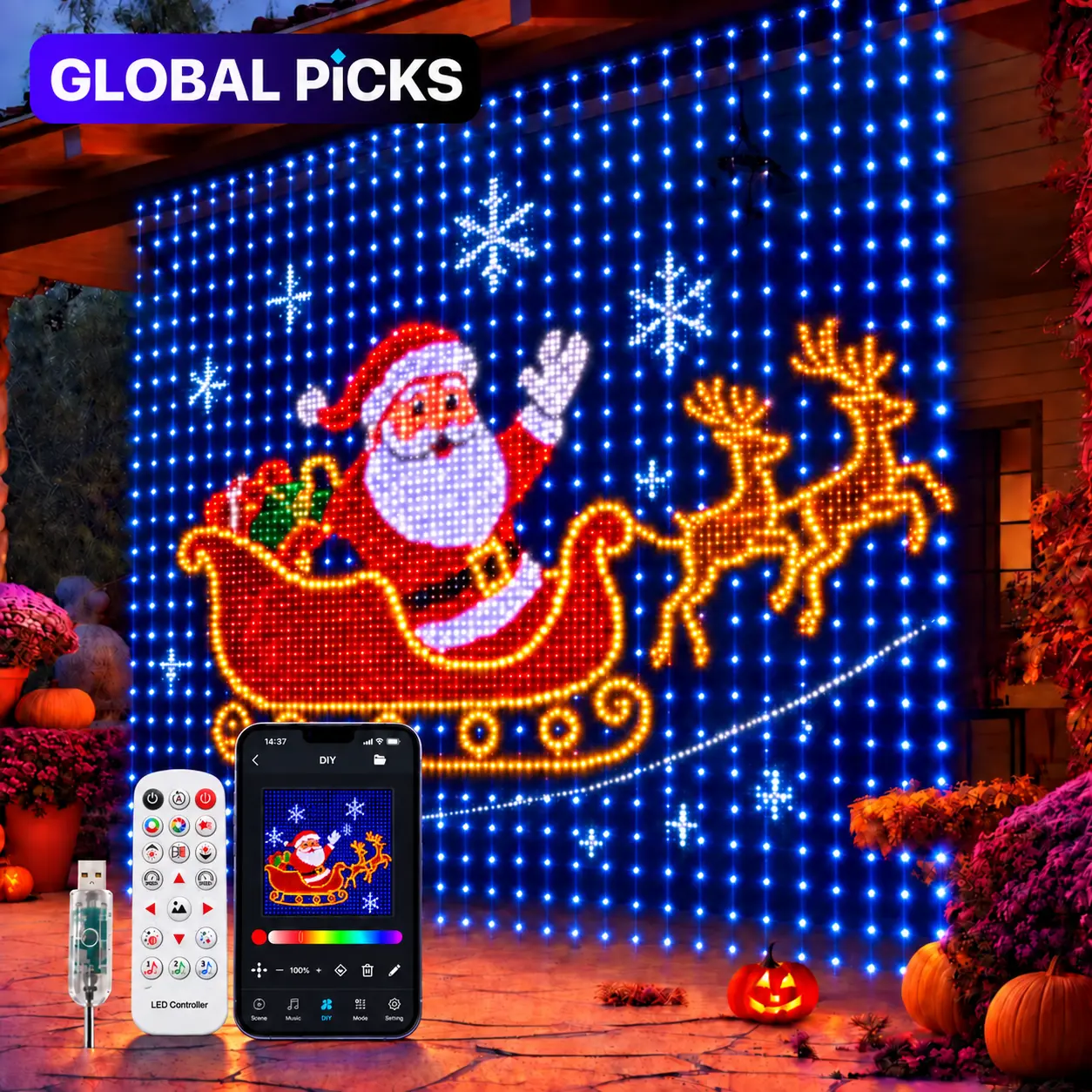 Color Changing Smart Curtain Lights, RGB LED Window Curtain Light with APP & Remote Control, DIY Text, Custom Patterns, Animations, Music Sync and Timer for Bedroom, Gaming Room, Party and Holiday Decor