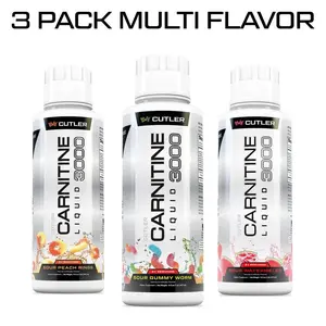 3 Bottles Cutler Nutrition  Multi Flavor Carnitine Liquid 3000 Energy Sport Beverage Drink Variety Pack