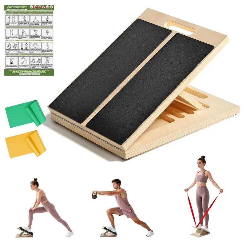New cross-border model of foldable wooden stretching board, wooden footrest, calf stretching board, ankle elasticity board, Foldable Pilates Board, Multifunctional Exercise Board