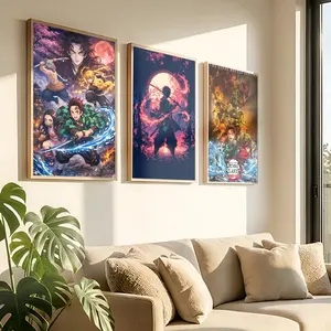 DDemon Slayer Poster HD self-adhesive wall sticker,easy to apply,residue-free,ideal for home room decor