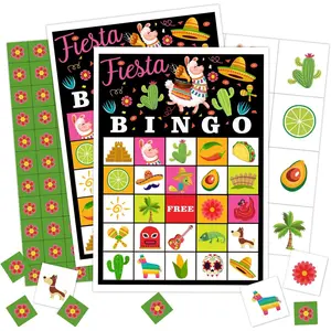 Party Bingo Cards, 24 Player Mexican Llama Party Bingo Game for Family Adult, Cinco De Mayo Party Favor, Large Group Party Celebration Activity