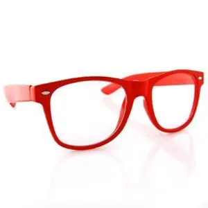Clear Red Glasses | 12 PACK Iconic 80's Style | Adult Size 1085