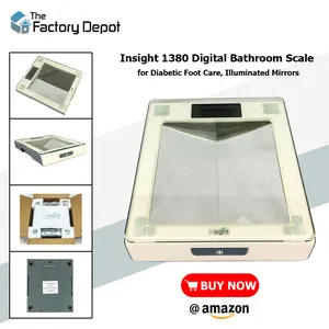 Insight 1380 Digital Bathroom Scale for Diabetic Foot Care with Illuminated Mirrors & Battery Indication for Enhanced Visibility