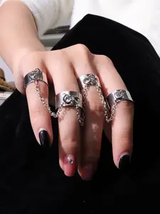 One piece: a refined, stylish, cool, unique design chain ring set for fingers, versatile and unisex—ideal for everyday wear, holidays, and parties; jewelry.