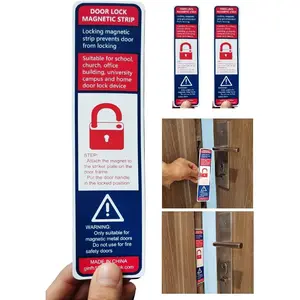 Magnetic Strips Door Security Devices Thin Magnetic Strips School Office Emergency Easy Quick Lock Door Latch White Text Version (2)