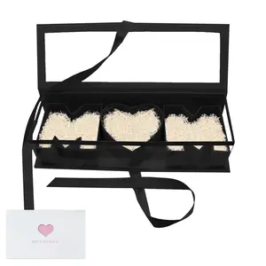 1pcs “MOM” Flower Gift Letter Shaped Fillable Box, with Plastic Liner,for Luxury Style Flower and Gift Arrangements(Black with Window)