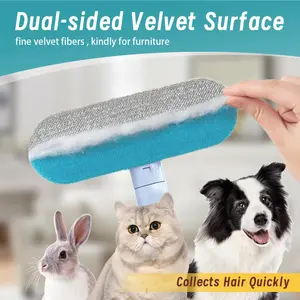4-in-1 Pet Hair Remover – Reusable Long Handle Brush for Dog and Cat Fur, Washable Lint Cleaner, Gentle on Furniture, Multifunctional Hair Removal Tool